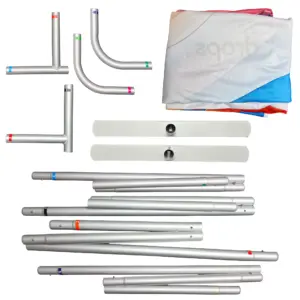Deconstructed parts of a Tension Fabric Backdrop System